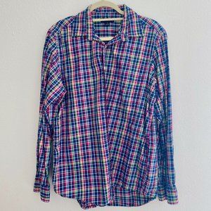 Men's Button Down Plaid Dress Shirt, Colorful, Size M, EXCELLENT Condition!
